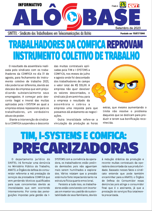 INFORMATIVO: TRABALHADORES DA COMFICA REPROVAM INSTRUMENTO COLETIVO DE TRABALHO